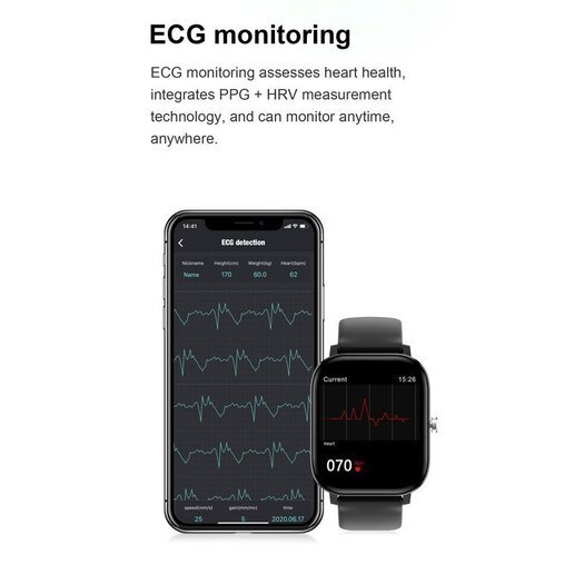Išmanusis laikrodis PACIFIC 20-2 - EKG, Skambinimo funkcija (zy699b) 