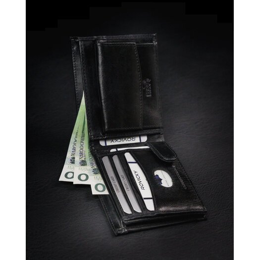 Szeroki, oryginalny portfel męski z naturalnej skóry licowej RFID - Rovicky