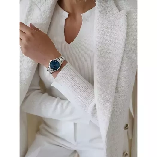 Laikrodis moterims DANIEL WELLINGTON DW00100457 Iconic Link Arctic 28mm Dark Blue (zw502c)