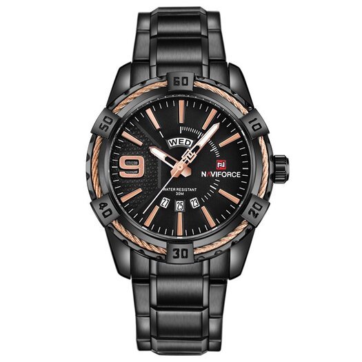 VYRIŠKAS LAIKRODIS NAVIFORCE - NF9117 (zn059c) - black/rosegold + dėžutė