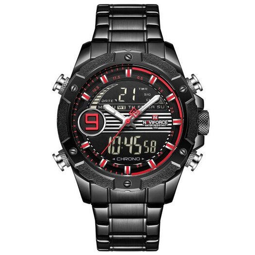 VYRIŠKAS LAIKRODIS NAVIFORCE - NF9146S (zn089b) - black/red + dėžutė