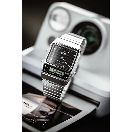 Laikrodis moterims UNISEX CASIO Vintage Dual Time AQ-800E-1ADF + dėžutė