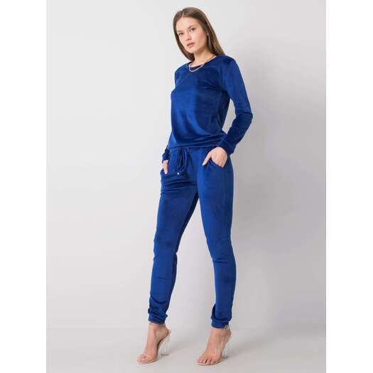 Moteriškas veliūrinis  laisvalaikio kostiumėlis CLARISA - Ryškiai mėlynas Komplet-RV-KMPL-6083.05