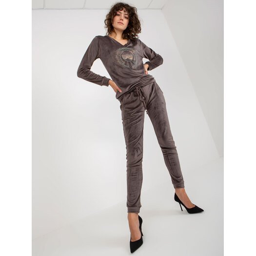 Veliūrinis komplektas moterims RV-KMPL-8442.23P-ciemny szary