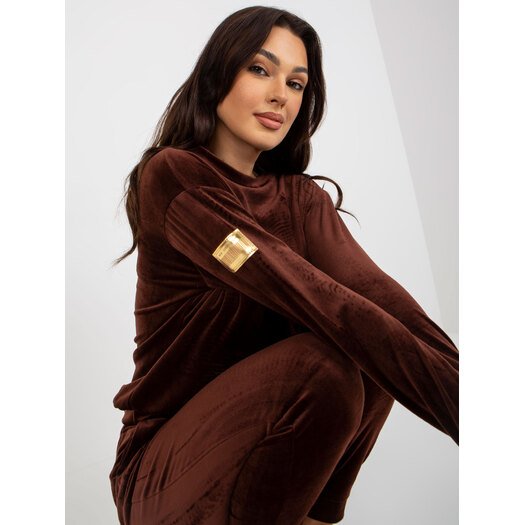  Veliūrinis laisvalaikio kostiumėlis moterims WN-KMPL-8129.30X-ciemny brązowy