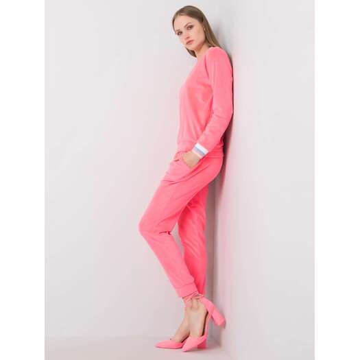 Moteriškas veliūrinis laisvalaikio kostiumėlis PUE PARIS - Ryškiai rožinis Komplet-WN-KMPL-R827-4.00