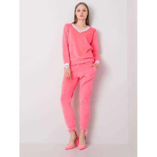 Moteriškas veliūrinis laisvalaikio kostiumėlis PUE PARIS - Ryškiai rožinis Komplet-WN-KMPL-R827-4.00