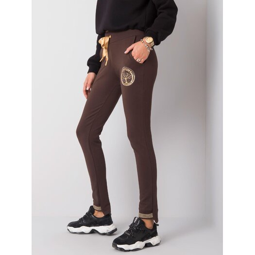 Spodnie dresowe-RV-DR-5774.67-ciemny brązowy