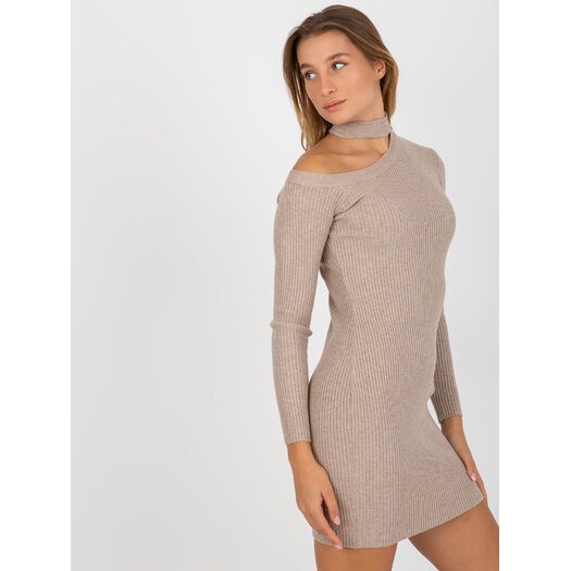 Suknelė-NM-SK-NG-2315.19P-tamsiai smėlio spalvos