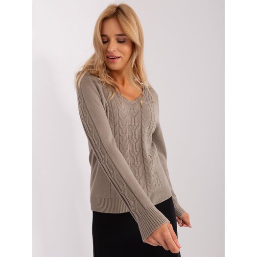 Sweter-AT-SW-2329.98P-ciemny bezowy