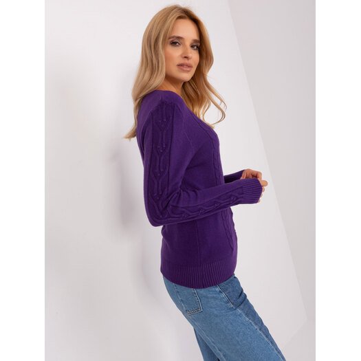 Sweter-AT-SW-2329.98P-ciemny fioletowy