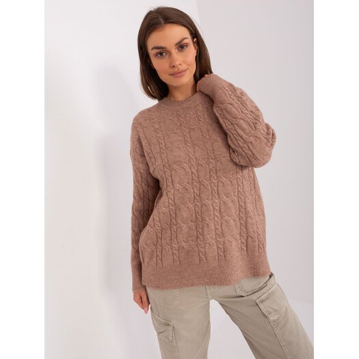 Sweter-AT-SW-2335.27-ciemny bezowy