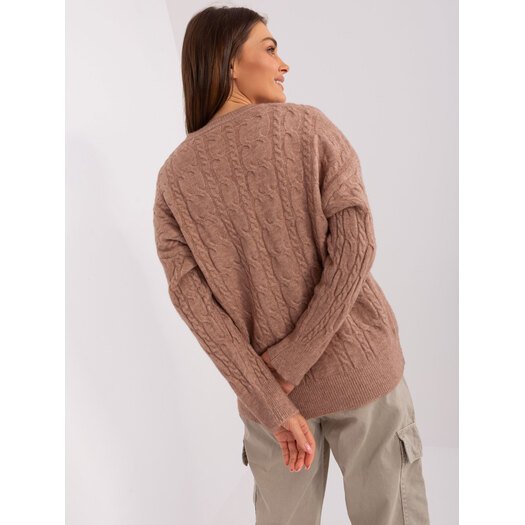 Sweter-AT-SW-2335.27-ciemny bezowy