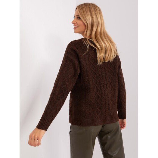 Sweter-AT-SW-2358.31-ciemny brązowy