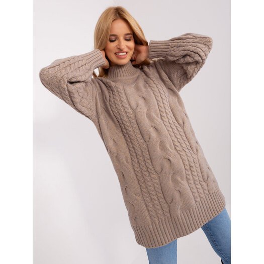 Sweter-AT-SW-2367-1.35P-ciemny bezowy