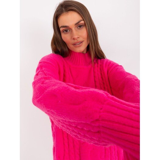 Sweter-AT-SW-2367-1.35P-fluo różowy