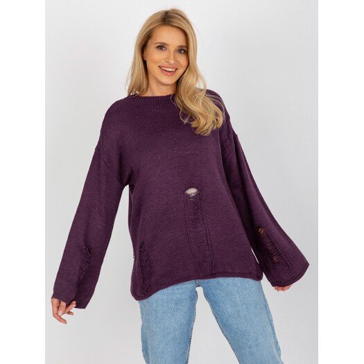 Sweter-BA-SW-8043.03-ciemny fioletowy